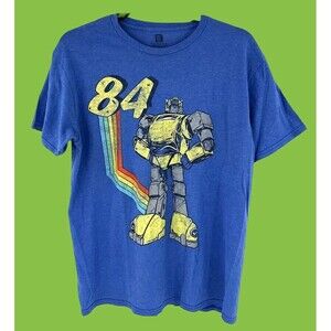 Vintage Retro Hasbro Transformers 84 T-Shirt Light Blue Mens Throwback New Small